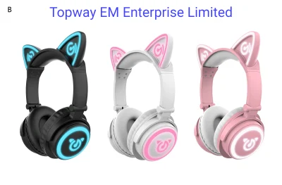 Bluetooth Flashing Cat Ear Headphone with Super Bass Speaker Headphone Has PSE MSDS Certificate